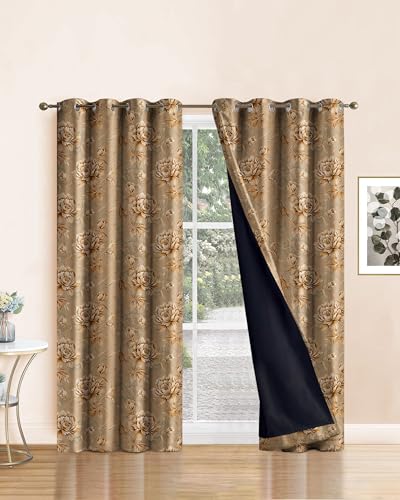 Image of Cloth Fusion Printed 100% Blackout Long Door Curtains 9 Feet Set of 2