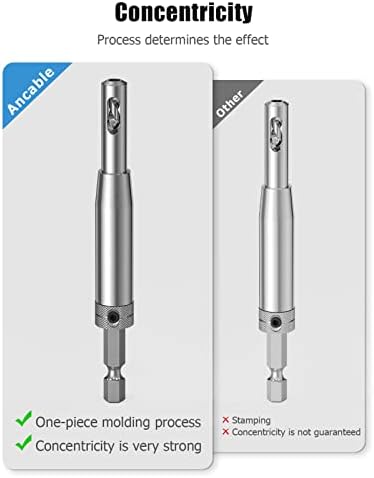 Upgrade Hinge Drill Bit Set 3Pcs, Ancable 1/4" Hex Shank Hinge Drill Bit Guide Set High Speed Steel Self Centering Drill Bits For Door Window Cabinet Hinge Pilot Hole Drill Bit (2.4mm, 2.8mm, 3.6mm)