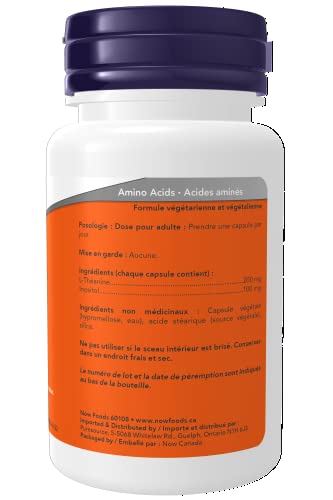 Now Foods L-Theanine 200mg with Inositol 100 mg 60 Vegetarian Capsules