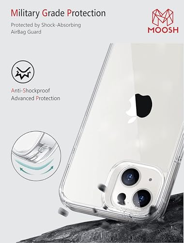 Image of MOOSH iPhone 15 Case Compatible with MagSafe Military-Grade Protection Anti-Bacterial Coating Transparent Shockproof Bumpers Scratch-Resistant Back Magnetic Phone Case (iPhone 15)