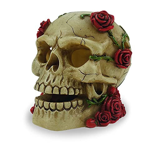 Rose Skull Incense Burner Holder Decorative Skull Head Gothic Aquarium Decoration Reptile Hideout Shelter Sugar Skull Decor Day Dead Halloween #TOP5
