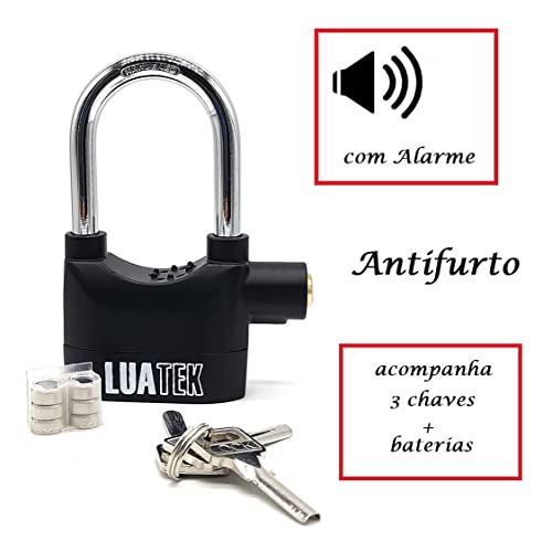 Cadeado Alarme Sonoro Anti-furto Reforçado Trava Segurança 110db para Bicicleta,moto e casa (PRETO,