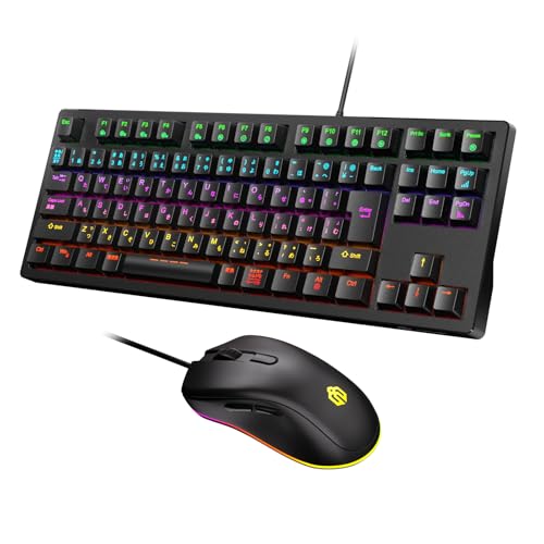 Amazon | iClever ゲーミング キーボード マウスセット 有線 赤