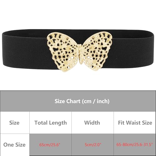 Women's Golden Butterfly Stretchy Belts, Vintage Elegant Elastic Waistband for Dress Coat4