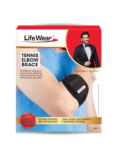 Image of LifeWear Tennis Elbow Brace for Pain Relief, Adjustable Elbow Band with Compression Pad, Forearm Support Strap for Gym, Tennis, Badminton, Golf and Other Sports, For Men and Women, Universal Size