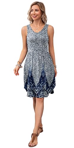 Image of Ladlop Summer Dresses for Women 2025 Sleeveless Casual Beach Sundresses T Shirt Dress with Pockets
