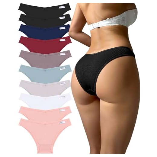 FINETOO 10 Pack Womens Cotton Underwear Sexy Stretch Bikini Panties Low Rise Hipster Ladies Soft V-Waist Cheeky S-XL
