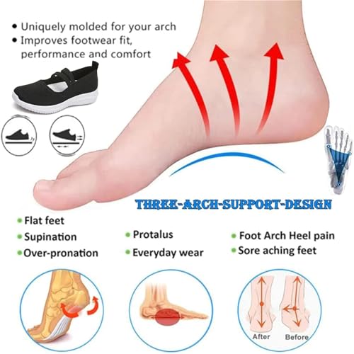Women's Knit Casual Orthopedic Shoes Mesh Breathable Slip on Sneakers with Arch Support,Comfort Non Slip Mary Jane Flats Walking Shoes4