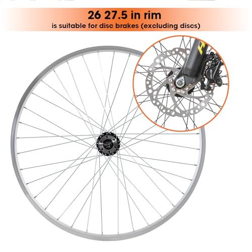 Image of Hiland 26 inch 27.5 inch 28 inch x1.75 inch Alloy Bike Rim for 1.75 to 2.215 Inch Wide Tire, Front & Back MTB Wheelset with 7 Speed Freewheel, Bolt On Axle, Bicycle Accessories for Adult Bikes