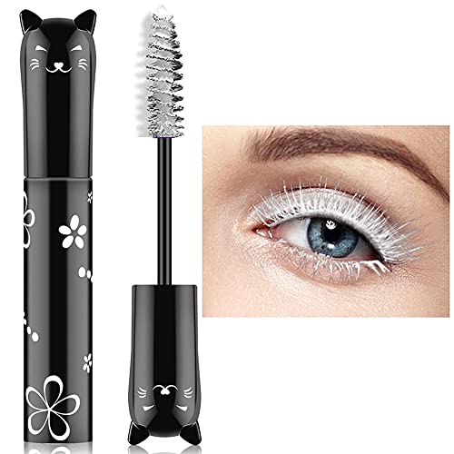 Colorful Mascara, Waterproof Long Lasting Thick Mascara/Rainbow Color 4D Silk Fiber Lash Charming Masacara (White)