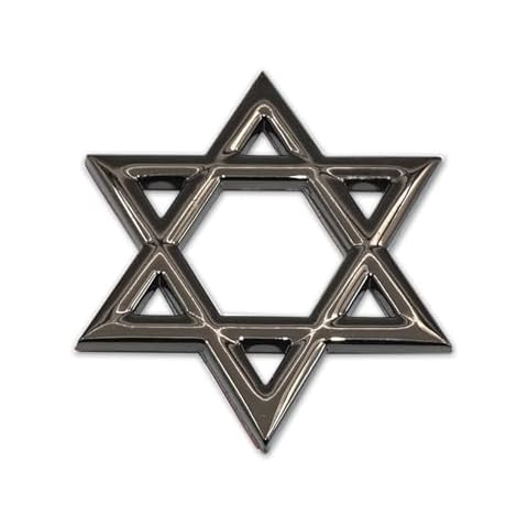 1Pc Six Point Star Stickers Car Stickers Metal Hexagram Stars Stickers Israel Flag Car Decals Jew Sticker Car Emblem 2.36" Stickers for Cars Truck Bumper Stickers (Black) Cover