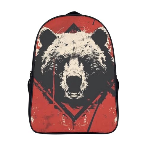 Bolsa para la escuela de oso negro con amplio fondo de 16cm y correas solas