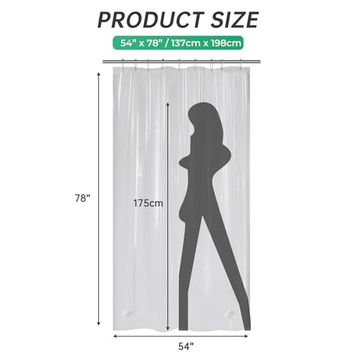 Image of AmazerBath Stall Shower Curtain 54x78, Clear Plastic, Thick PEVA, Heavy Duty with 2 Weighted Stones and 9 Grommets