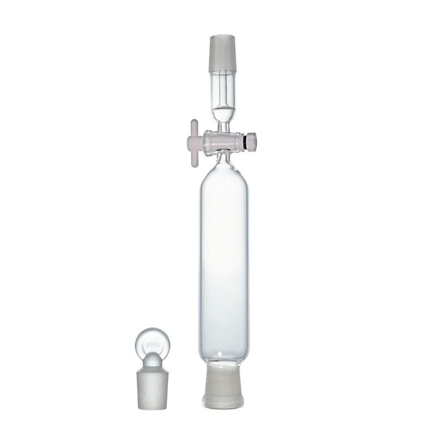 10ml 円筒形分離漏斗、24 x 2ジョイント、ホウケイ酸塩3.3ガラス PTFEストップコック&amp;ストッパー付き 高耐久