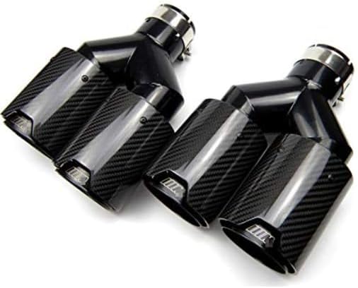 Y Style Dual Carbon Fiber Black Stainless Steel Universal Exhaust Pipe End Pipes Muffler Tips for BMW Series