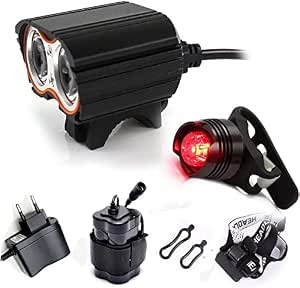 Kit Luci Bicicletta Led Anteriore e Posteriore Faro Fanale bici