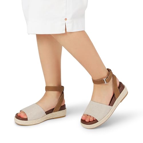 Image of DREAM PAIRS Girls Platform Wedge Open Toe Espadrille Sandals with Buckle Ankle Strap for Little Kid /Big Kid