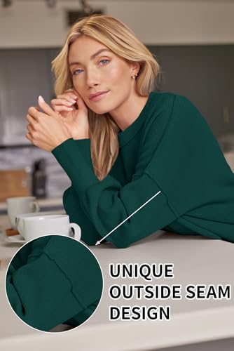 Image of LILLUSORY Women's Oversized Batwing Sweaters 2026 Fall Outfits Trendy Crewneck Knit Side Slit Fashion Pullover Tops