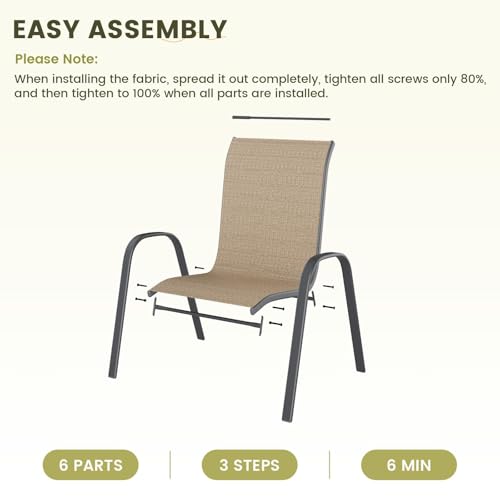 Image of UDPATIO Patio Chairs Set of 4, Stackable Outdoor Dining Chairs with High Back, Breathable Outdoor Chair All Weather Textilene Fabric, for Garden, Backyard (Brown)
