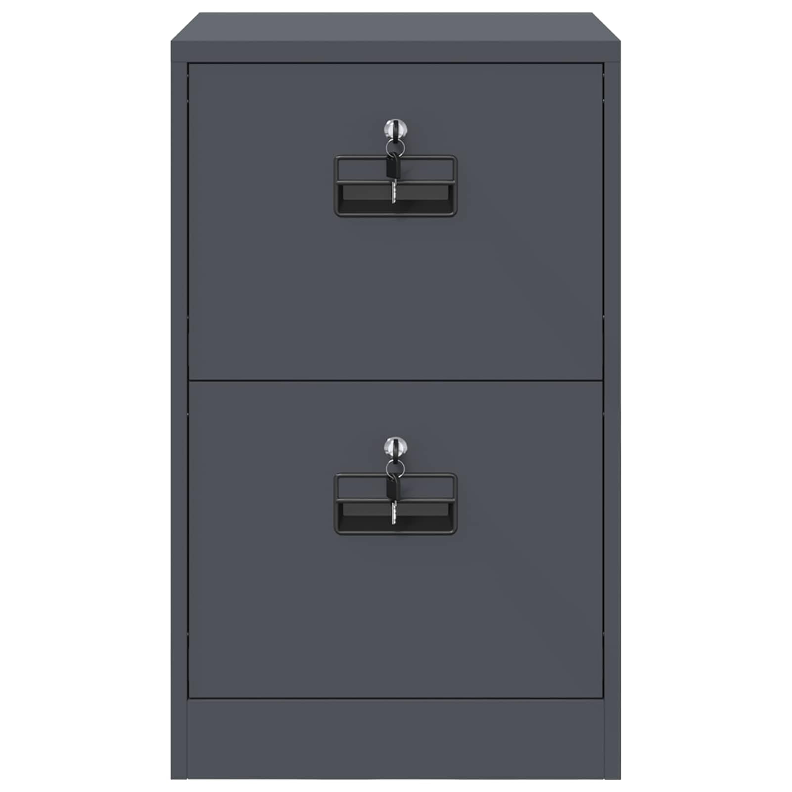 Aktenschrank aus kaltgewalztem Stahl 45,5 x 42 x 74,5 cm Anthrazit mit 2 ausziehbaren Regalen und 2 Nockenschlössern für Büroorganisation