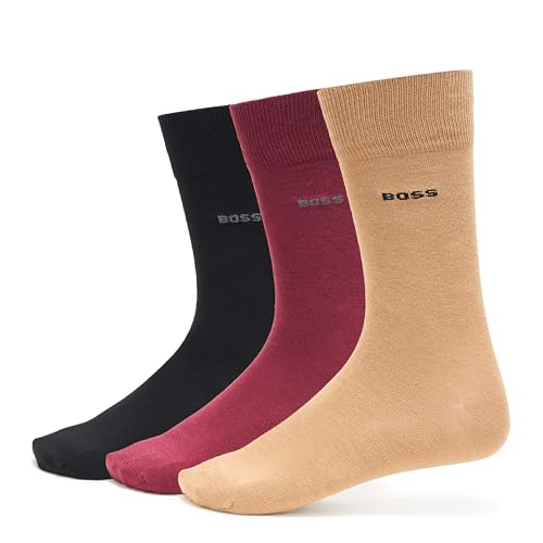 Meias Pacote com 3 meias de algodão sólido BOSS masculino – 39 ao 46