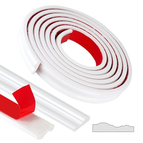 EFUTURETIME 3 Metros Molduras de Pared Autoadhesivas de 32 mm de Ancho Molduras Flexible de PVC Decorativas Brillantes para Bricolaje Espejos Puerta Armarios, Blanco, Modelo YT155