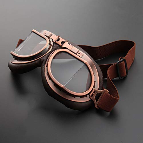 Muxsam Vintage Motorcycle Goggles, Atv Motocross Goggles, Dirt Bike Racing Riding Off Road Scooter Glasses, Windproof Dustproof Eyewear For Adults Men Women, Copper Frame Clear Lens #TOP7