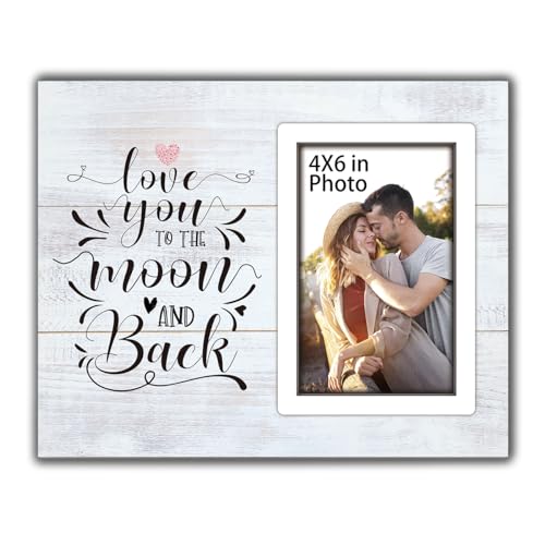 I Love You To The Moon And Back-Love Picture Frame,Custom Moon Phase Picture For Mom-Wedding Registry Search-Grandma Baby Picture Frame-Memorial Photo Frame-Birthday Gifts Engagement Wedding