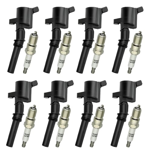 Image of 8Pcs DG508 Ignition Coil Pack & SP479 Spark Plugs Compatible with Ford Explorer 4.6L, F-150 F250 F350 F450 F550 4.2L 5.4 6.0 6.2 6.8L 7.3L, Coil Pack Kit for Lincoln Mercury #DG481 DG491 FD503 DG457