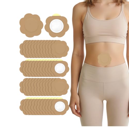 50-Pack Castor Oil Belly Button Patches, Organic Cotton Disposable Self-Adhesive Abdominal Pads, Leak-Proof & Highly Absorbent(50 Small Pieces)