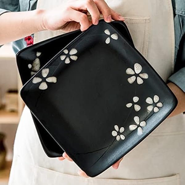 Keuken Dinerborden Sets Keramische Plaat Thuis Groenteplaat Kunstplaat Dessertbord Vierkant Creatief Serviesbord (2 of 4 stuks) Keramische platte bordenset (Kleur: B, Maat: 4