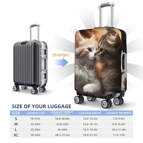 cat kiss Travel Luggage Cover Elastic Washable Suitcase Cover Protector Fashion Stretch Baggage Covers Dustproof Suitcase Sleeve Fits 18-32 inch Luggage, Black, L2