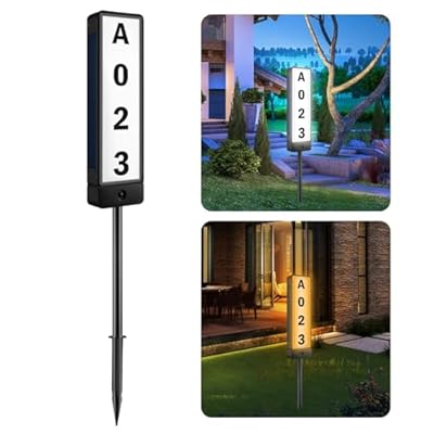 T-SUNUS Double Sided Solar Address Sign, Lighted House Numbers for Outside Address Plaques Driveway Marker Street Sign for Home Yard Street