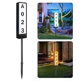 T-SUNUS Solar House Numbers for Outside, Double Sided Address Sign Vertical LED Illuminated Lighted Plaques IP65 Waterproof Driveway Marker Street Signs for Home Yard Warm/Cold White