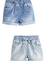 NEXT Mädchen Shorts, 2er-Pack Denim Dunkle Waschung 86-92