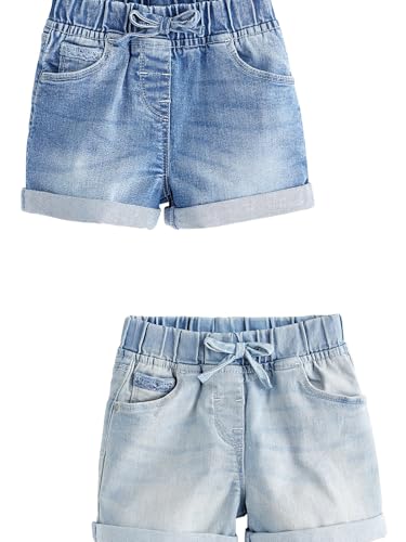 NEXT Mädchen Shorts, 2er-Pack Denim Dunkle Waschung 86-92