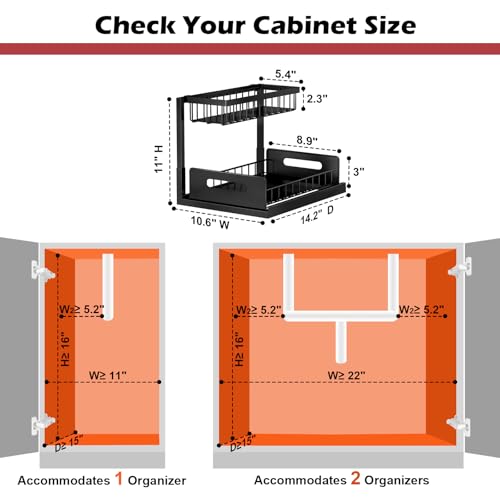 REALINN Under Sink Organizer, Pull Out Cabinet Storage 2 Tier Slide Out Sink Shelf, Kitchen Organizers and Storage, Black, 1 Pack #1