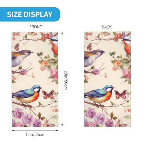 Birds on Branches and Butterflies Neck Gaiter UV Sun Protection Face Mask Scarf Cooling Breathable Face Cover for Men Women Elastic Balaclavas Versatile Bandana, Sun & Wind-proof for Skiing Hiking2