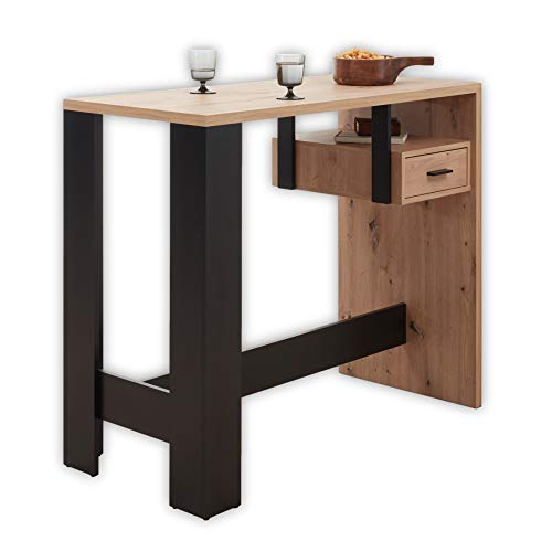 BIJOU Moderner Bartisch in Artisan Eiche Optik - Platzsparende Theke mit...