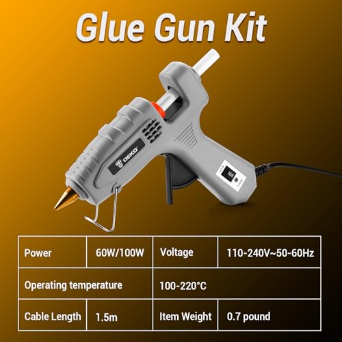 Hot Glue Gun Full Size: DEKOPRO 60/100Watt Dual Temp Hot Glue Gun Kit with 25 Glue Sticks, Organize Storage Case, Heavy Duty Heat Glue Gun Tool Set for Home Repair, Art & Crafts, DIY - Image 4