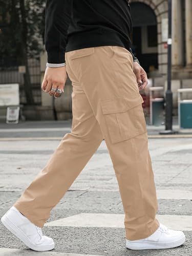 Image of GRECIILOOKS Men's Cargo Pants | 6 Pocket Cotton Cargo Joggers for Men | Loose Fit Stylish Pant with Pockets | Casual Baggy Trousers & Streetwear Lower