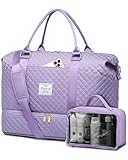 Women Weekender Travel Duffle Bag: Travel Duffel Overnight Bags with Shoe Compartment Large Carry on Tote Bag Toiletry Bag Weekend Yoga Gym Hospital Bags for Labor and Delivery with Wet Pocket Purple