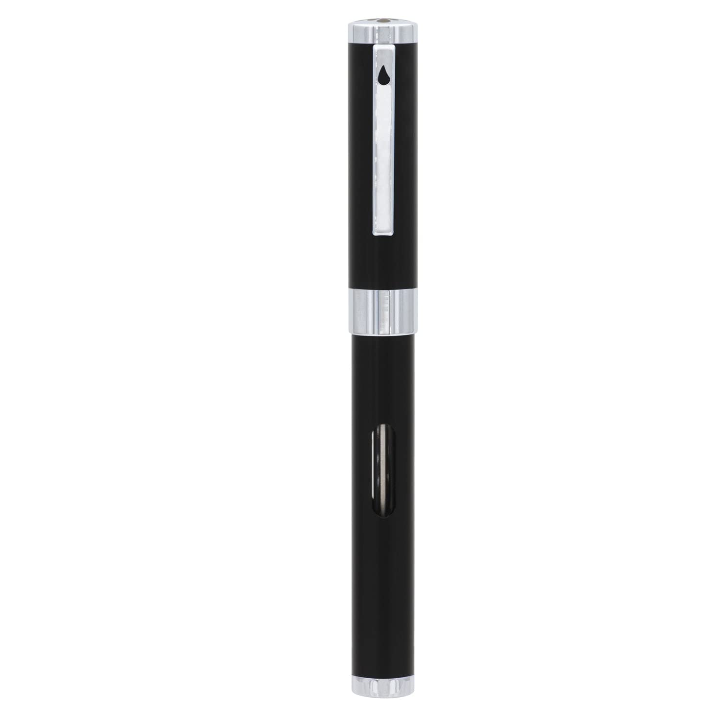 DIPLOMAT NEXUS Füllhalter Edelstahlfeder mit Tintenglas Schwarz/Federstärken: B/Füllfederhalter/Handgefertigt/mit Geschenkbox/Füllhalter Füller Fountain Pen/Farbe: Schwarz/Chrom, 1 Stück (1er Pack)