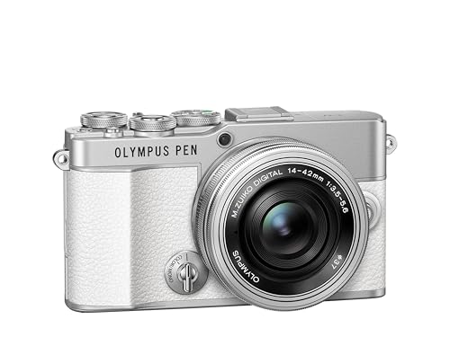 Olympus Pen E-P7 Appareil Photo Micro Four Thirds, capteur 20 MP, écran HD LCD inclinable, 4K, Wi-FI, contrôle de Profil Couleur et Monochrome, Blanc + M.Zuiko Digital Ed 14-42mm EZ Argent