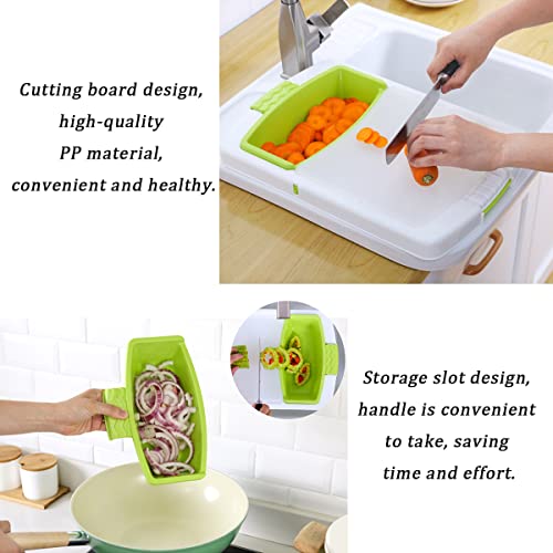 Ruilogod 3 In 1 Kitchen Multifunction Sink Strainer Plastic Cutting Board Storage Basket, Over The Sink Chopping Board With Containers Retractable Drain Basket For Cutting Washing Draining (Gray) #TOP3