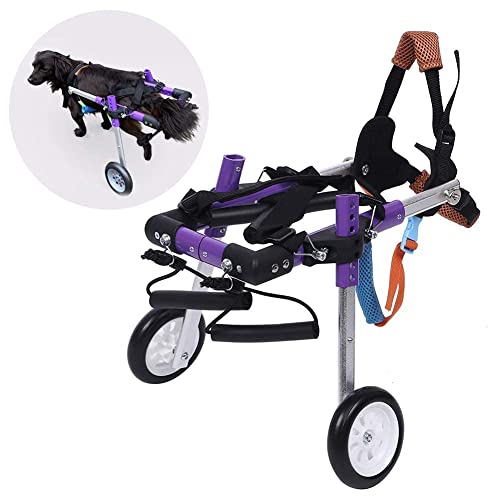 GUIXAN Coche para Caminar asistido por Perros,Silla de Ruedas para Mascotas de aleación,Aluminio púrpura para Perros discapacitados