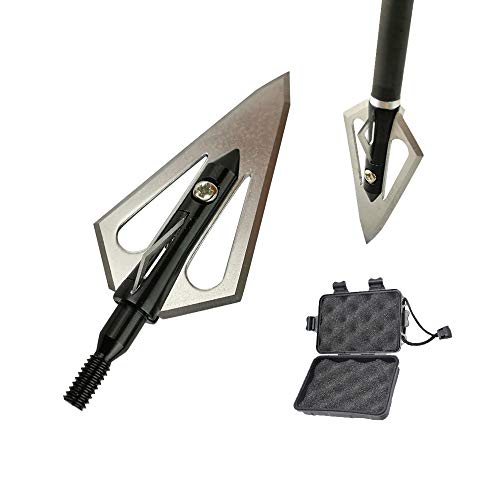 6 Pcs 100 Grain Archery Hunting Broadheads 4 Fixed Blades Arrowheads Screw in Hunting Arrow Tips Points with Broadheads Case for Compound Bow (Type 1)