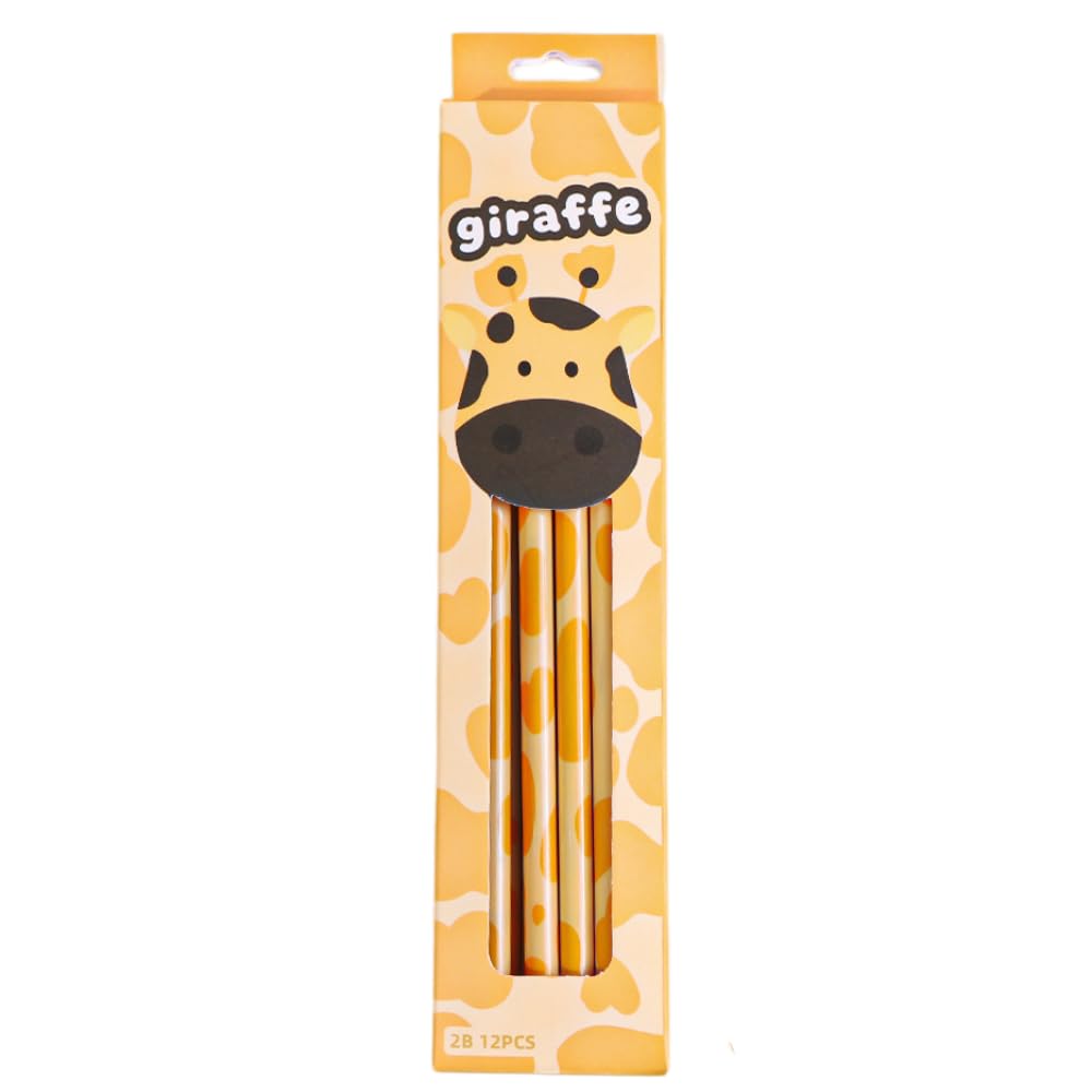 ISABELLA MOON Pack of 6 capybara HB pencil with eraser top Kids Children Party Bag Fillers School Office (Giraffe)