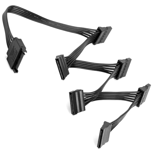 Toaluea 15 Broches Câble Adaptateur Répartiteur D'alimentation Sata 1 Male to 6 Female, Cable Disque Dur Interne Matériau en Cuivre Étamé pour SSD, Lecteurs Optiques PC de Bricolage