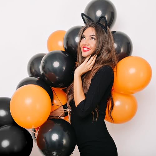 Image of Black Balloons Party Decorations 160 Pack 5 inch Round Halloween Latex Balloons for Black Themed Wedding Graduation Anniversary Birthday Party Backdrop Decorations